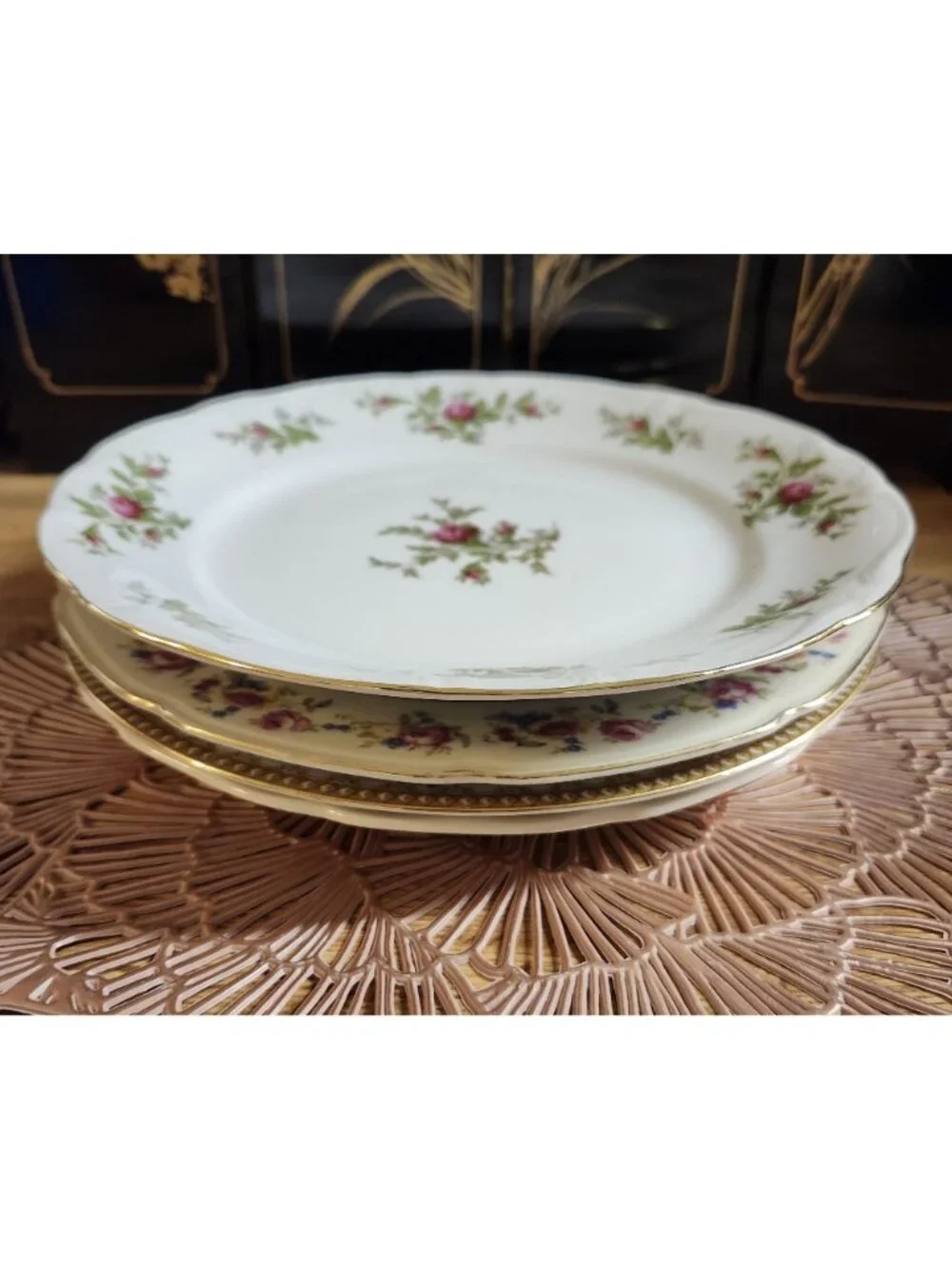 Colorful Mismatched China Dinner Plates Floral Porcelain Set of 4